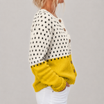 Dagmar | Colorblock Väst med Träknappar