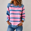 Elvira | Randig Sweatshirt Med Kontrastkrage