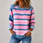 Elvira | Randig Sweatshirt Med Kontrastkrage