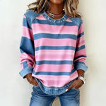 Elvira | Randig Sweatshirt Med Kontrastkrage