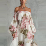 Pion | Blommig Maxiklänning med Off-Shoulder