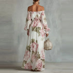 Pion | Blommig Maxiklänning med Off-Shoulder