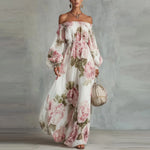 Pion | Blommig Maxiklänning med Off-Shoulder