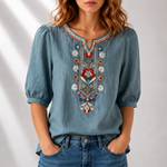Serafina | Blus med blomsterbroderi