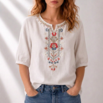 Serafina | Blus med blomsterbroderi