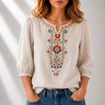 Serafina | Blus med blomsterbroderi